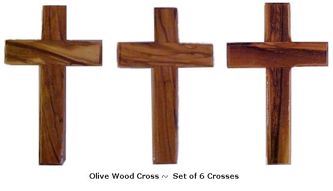 Set of 6 Olive Wood Crosses