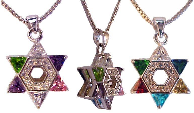Star of David with CZ Multi Color Stones