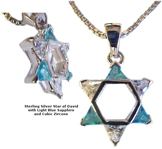 Star of David with Light Blue Topaz & Cubic Zircons