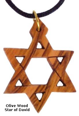 Small Olive Wood Star of David Necklace - 1"