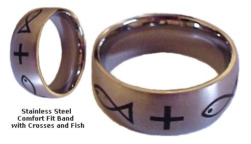 Ichthus Stainless Steel Comfort Fit Ring