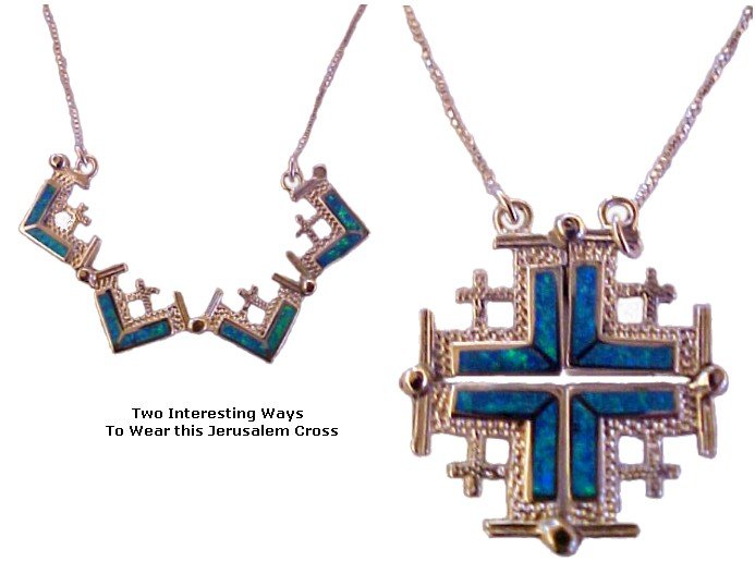 Jerusalem Cross with Opal Stones Duet