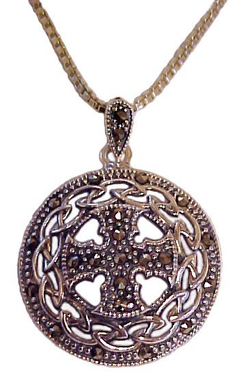 Large Cross Necklace with Marcasites