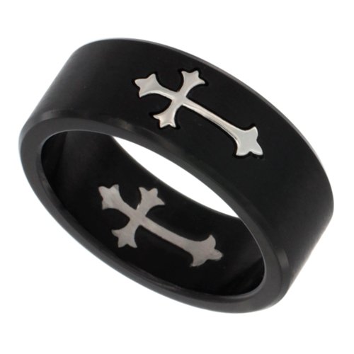 Black Satin Patonce Cross Ring