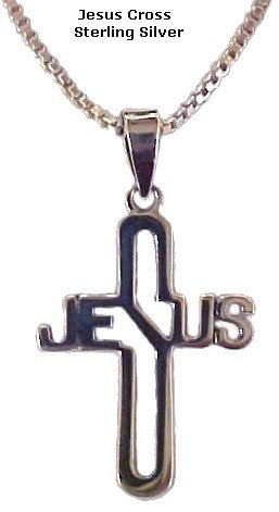 Sterling Silver 'Jesus' Cross Necklace