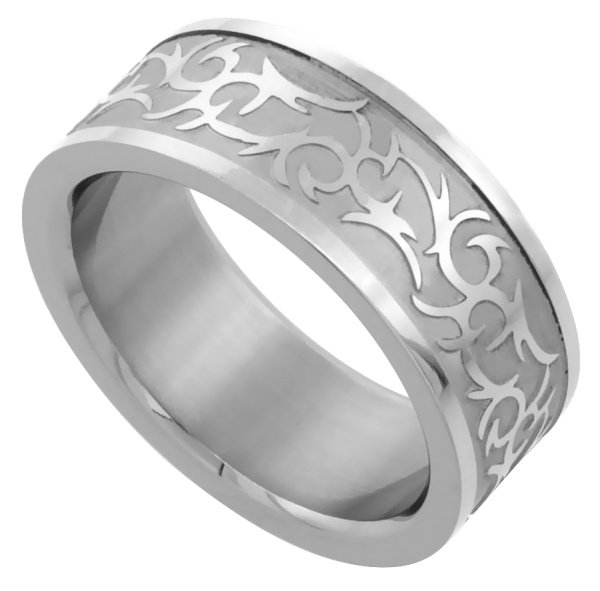 Celtic Design Comfort-Fit Stainless Steel Ring