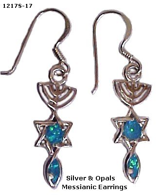 Silver & Opals Messianic Earrings