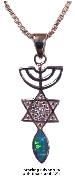 Menorah, Star & Fish Silver & with Opal and CZ's