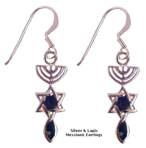Silver & Lapis Messianic Earrings
