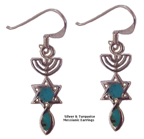 Silver & Turquoise Messianic Earrings