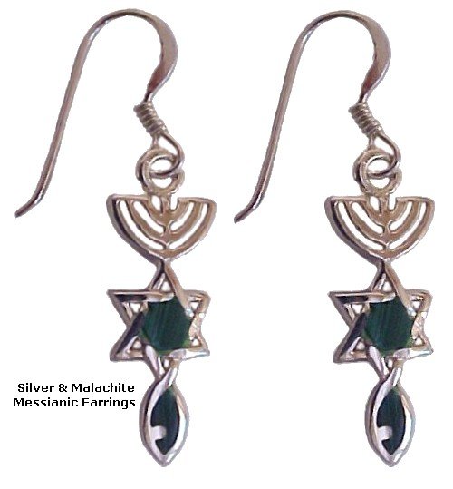 Silver & Malachite Messianic Earrings