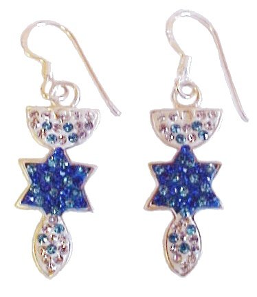 Messianic Earrings Silver & Crystals Earrings