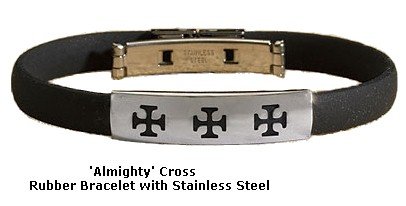 Almighty Franciscan Cross - Rubber with Stainless Steel Bracelet