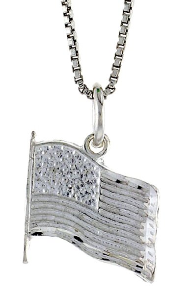 Sterling Silver USA Flag Necklace