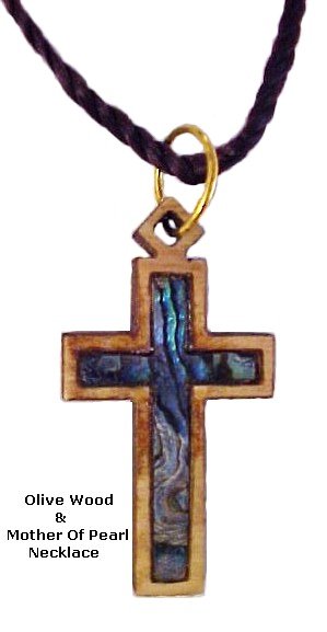 Olivewood & Mother of Pearl Necklaces - Latin Cross