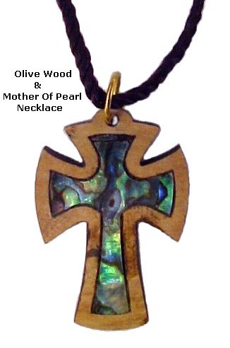 Olivewood & Mother of Pearl Necklaces - Beautiful Cross