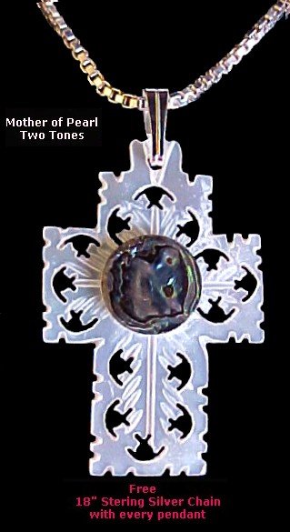 Mother of Pearl - 2 Tone Cross Round