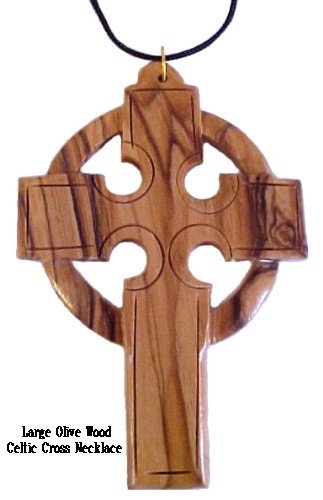 Large Olive Wood Celtic Cross Necklaces