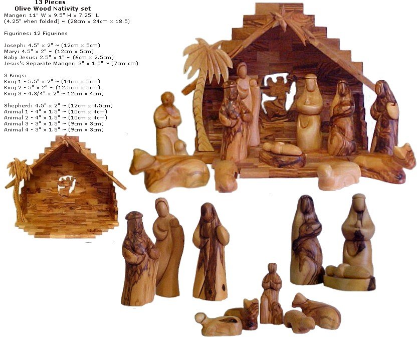 Faceless Olive Wood Nativity Set