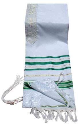 Prayer Shawls Green & Gold Trims