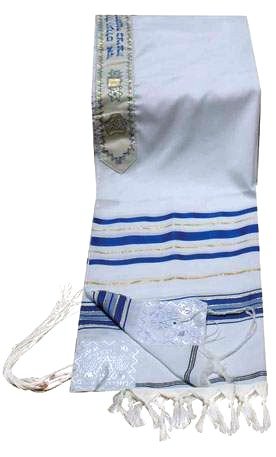 Largest Size Prayer Shawls Blue & Silver - 68'x47'