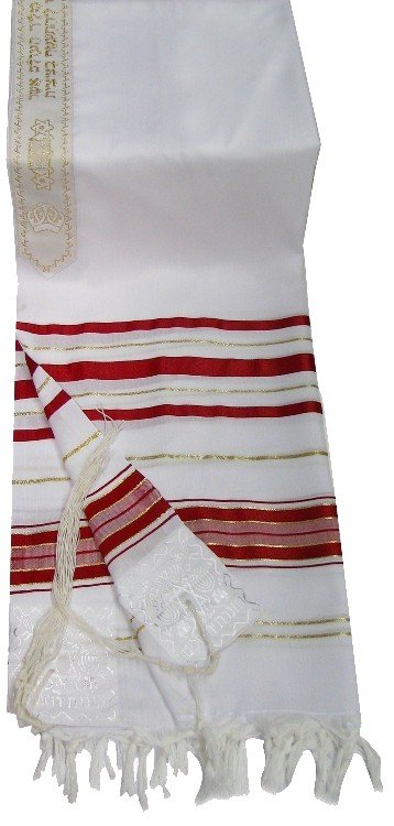 Largest Size Prayer Shawls - Red & Gold - 68'x47'