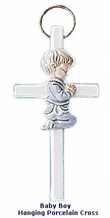 Baby Boy Hanging Porcelain Cross