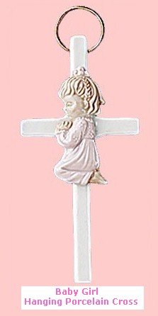 Baby Girl Hanging Porcelain Cross