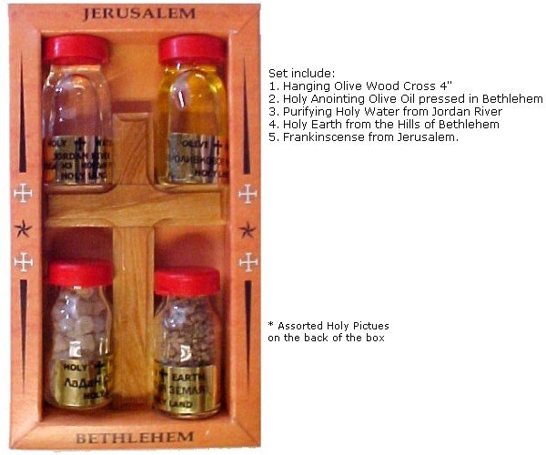 Four (4) Bottles & Cross ~ Set