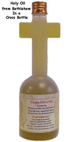 Holy Oil from the Sepulcher Church in Jerusalem in a Cross Bottle