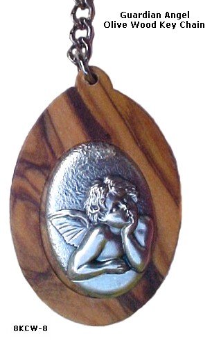 Guardian Angel Olive Wood Key Chains