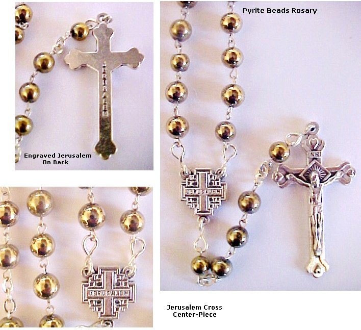 Rosary Pyrite Beads and Jerusalem Cross