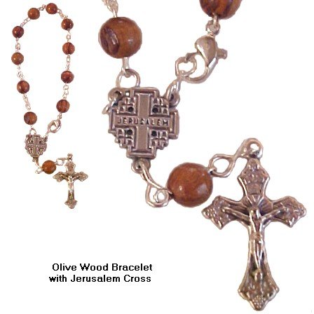 Olive Wood Rosary Bracelet with Jerusalem Cross