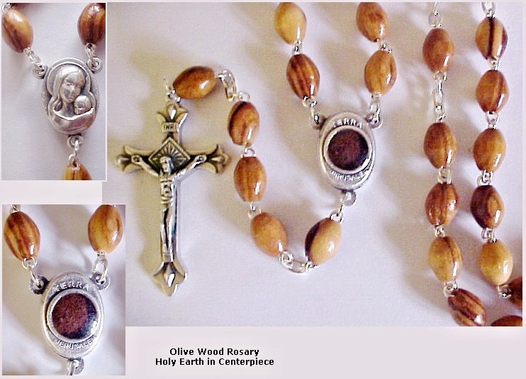 Rosary with Holy Earth in Centerpiece