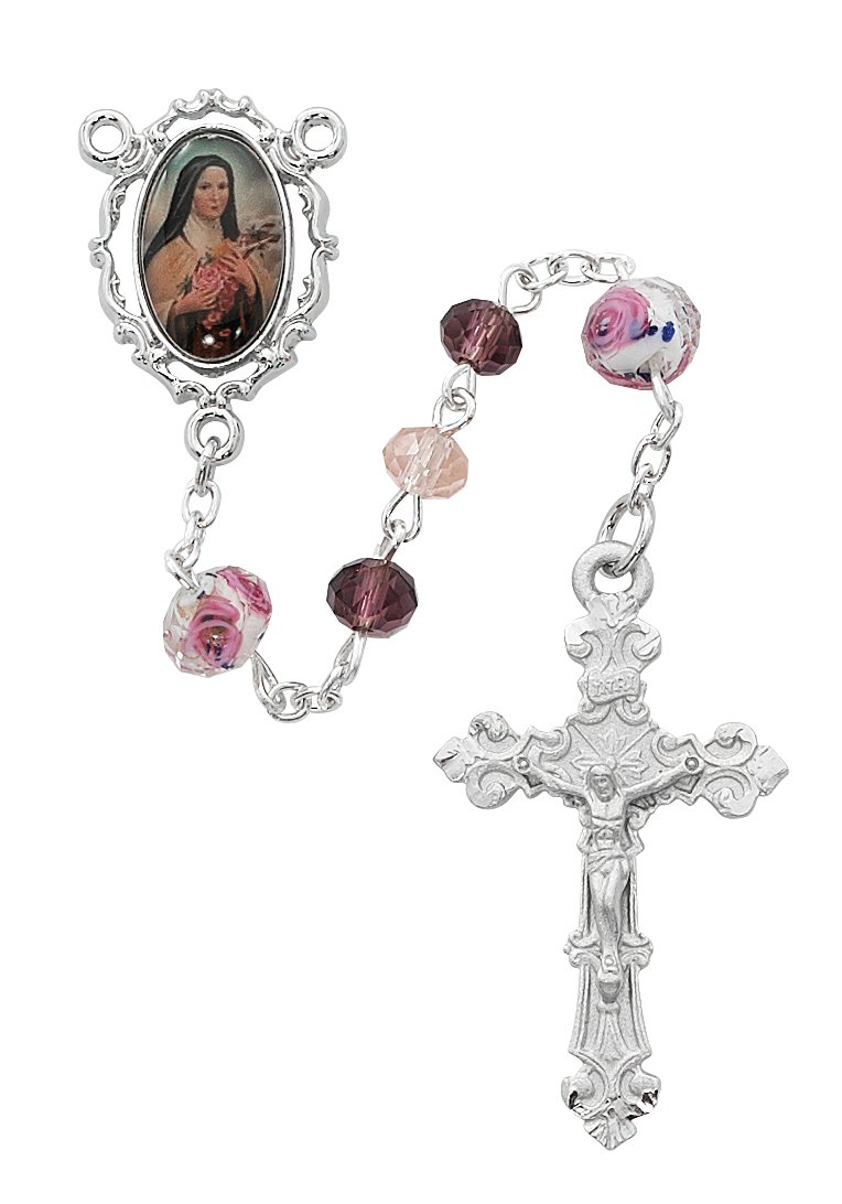 Multi Pink Crystal Therese Rosary Boxed