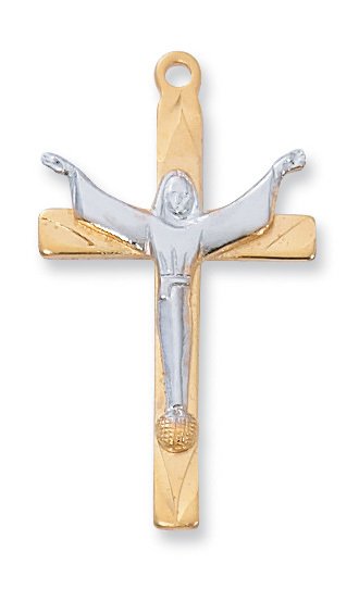 Gold over Sterling Risen Crucifix Pendant