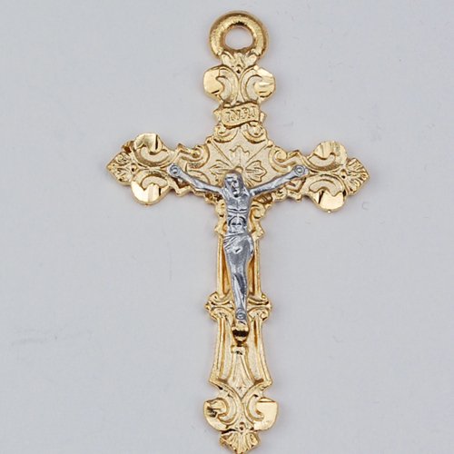 Gold over Sterling Tutone Crucifix Pendant