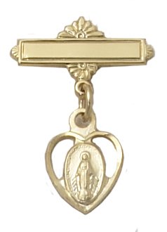 Gold on Sterling Miraculous Baby Pin Boxed