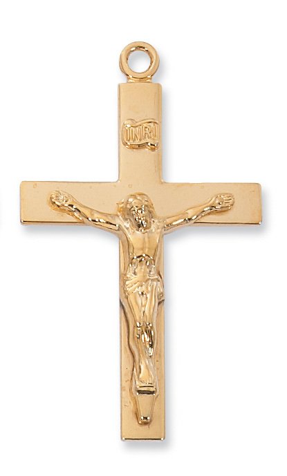 Gold over Sterling Lourdes Prayer Crucifix Pendant
