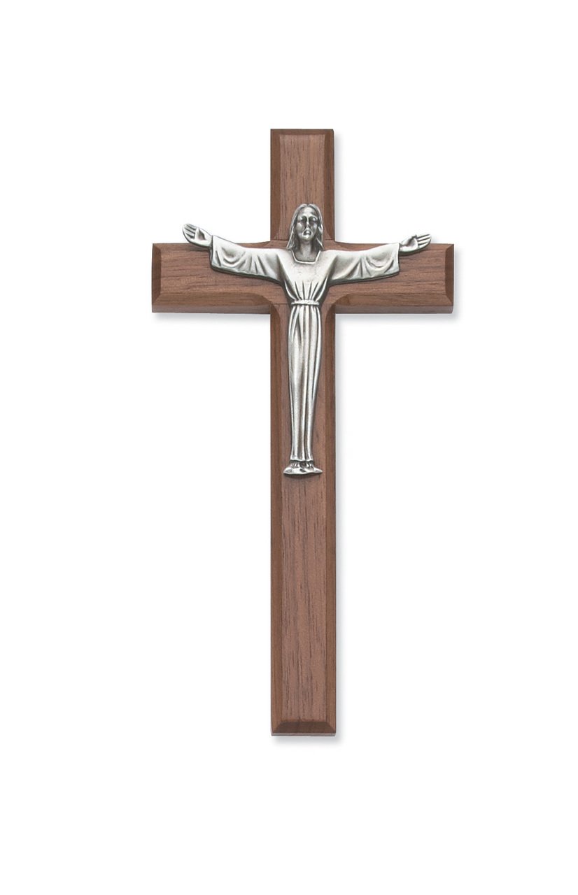 7 in. Walnut Stain Risen Crucifix