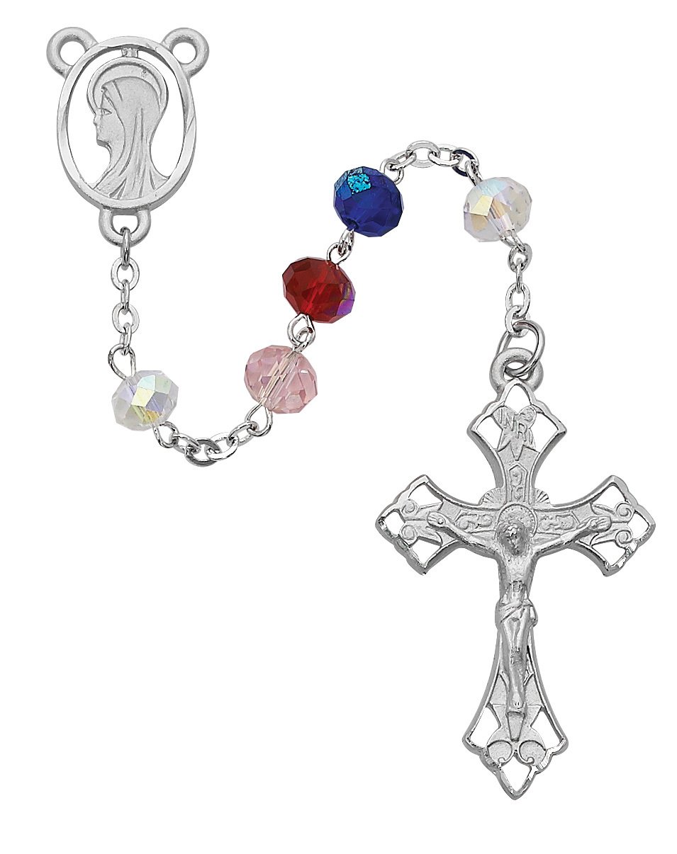 Multi Color Crystal Rosary Boxed