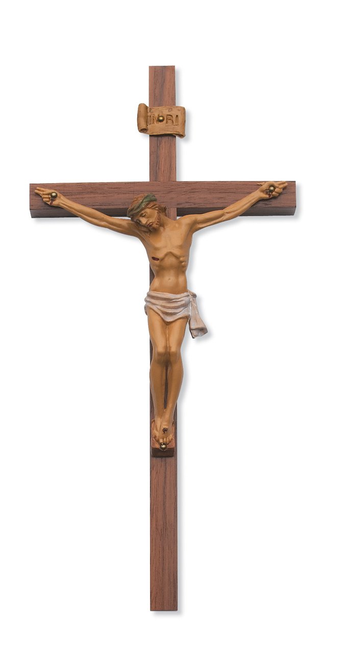 10 in. Walnut Stain Crucifix