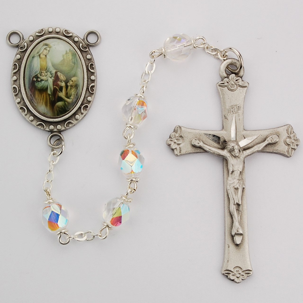 Aurora Glass St Elizabeth Rosary Boxed