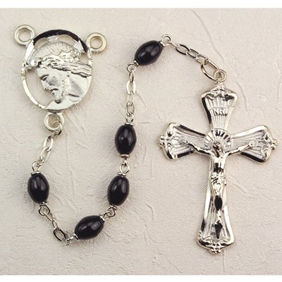 Black Glass Ecce Homo Rosary Boxed