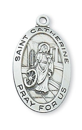 Sterling Silver St. Catherine of Alexandria Pendant