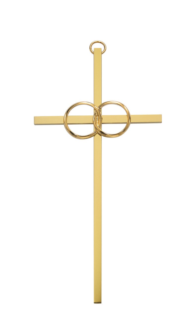 10n. Polished Brass Wedding Cross Boxed