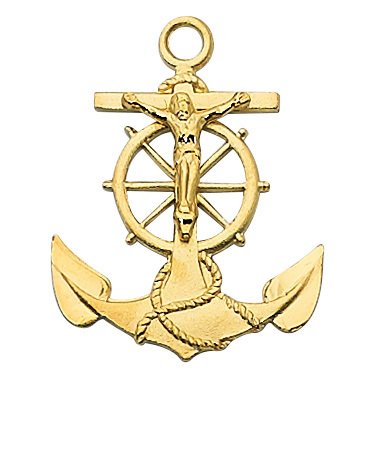 Gold over Sterling Anchor Pendant