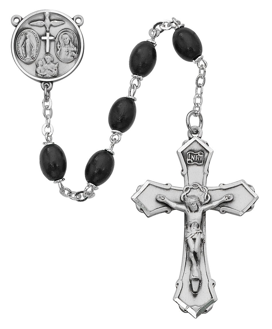 Black Wood Rosary Boxed