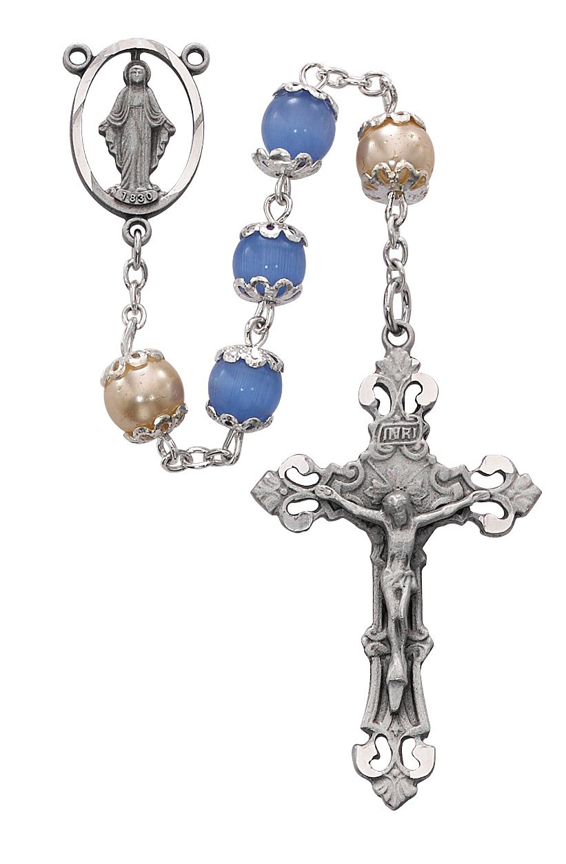 Blue Cat's Eye  Rosary Boxed