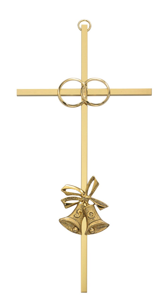 8in 50th Anniversary Brass Cross Boxed